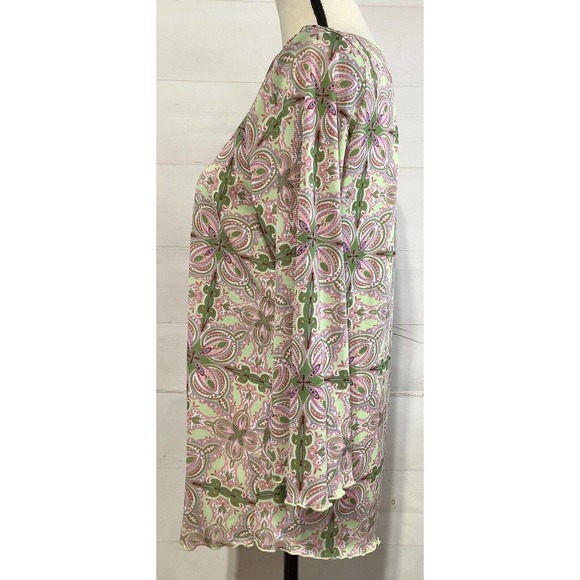 JW JAPANESE WEEKEND sz L green & pink flare sleeve maternity top - Picture 2 of 5